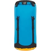 Sea to Summit eVac Compression Dry Bag, 13 Liter, Turkish Tile Blue | Air-permeable roll-top compression dry bag with four straps compresses gear for backpacking, camping, and water sports
