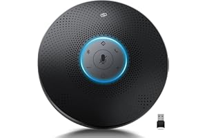 Bluetooth Speakerphone - EMEET M2 Max 48kHz Professional 4 HD Mics Conference Speaker up to 15 People, VOICEIA Noise Reduction & Enhanced 360° Voice Pickup, USB Dongle Daisy Chain For Home Office Gray