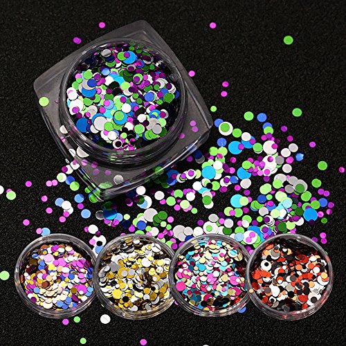 TKOnline 12pcs Colorful Mixed Paillette Nail Glitter Body Glitter Slime Supplies Glitter Powder Sequins for Face Nail Hair Eyes or Lips, DIY for Art Projects