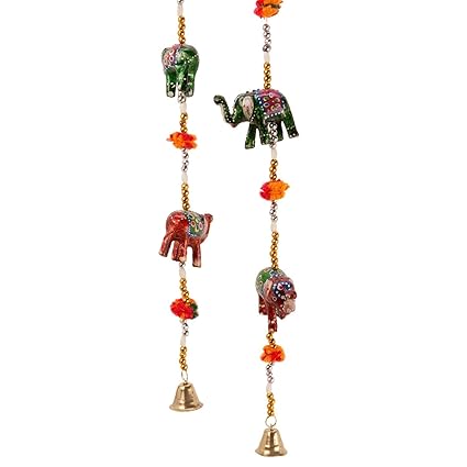 Pindia Rajasthani Elephant Paper Mache Door Hanging Set (Set of 2)