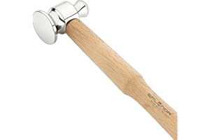 Splenor Tools Steel Two-Sided Dome Face Chasing Hammer - Ergonomic 10.5" long Wooden Handle - 1" Face & 2 Ounce Steel Head - Jewelry Making Metalworking Stamping Riveting Flattening