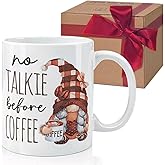 HIWERAN No Talkie Before Coffee Gnomes Gifts for Women, Funny Gnome Gifts for Gnomes Lover, Novelty Birthday Christmas Gift for Best Friend Bestie 11 oz