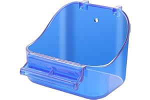 GURECOD Acrylic Hanging Bird Bath Bird Caged Parrot Bathing Tub, Bird Cage Accessory Bathing Tub Bath for Small Brids Parakeet Canary Budgerigar Lovebirds (with Fixing Screws)(1PCS Blue)