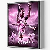 Black Framed Lionel Messi Signed Poster For Kids Hanging To Room Bedroom Wall Decor-Soccer Superstar Posters Canvas Art Print Picture For Teen Boy Fans Birthday Gifts
