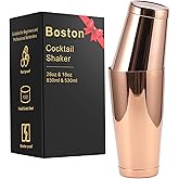 Stainless Steel Pro Boston Shaker - 2 Piece Unweighted 18oz & Weighted 28oz Martini Drink Shaker Kit for Bartender - Copper
