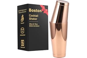 Stainless Steel Pro Boston Shaker - 2 Piece Unweighted 18oz & Weighted 28oz Martini Drink Shaker Kit for Bartender - Copper
