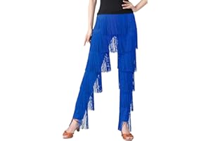 FEOYA Women’s Fringe Latin Dance Pants Tassel Ballroom Dance Rumba Tango Salsa Practice Pants