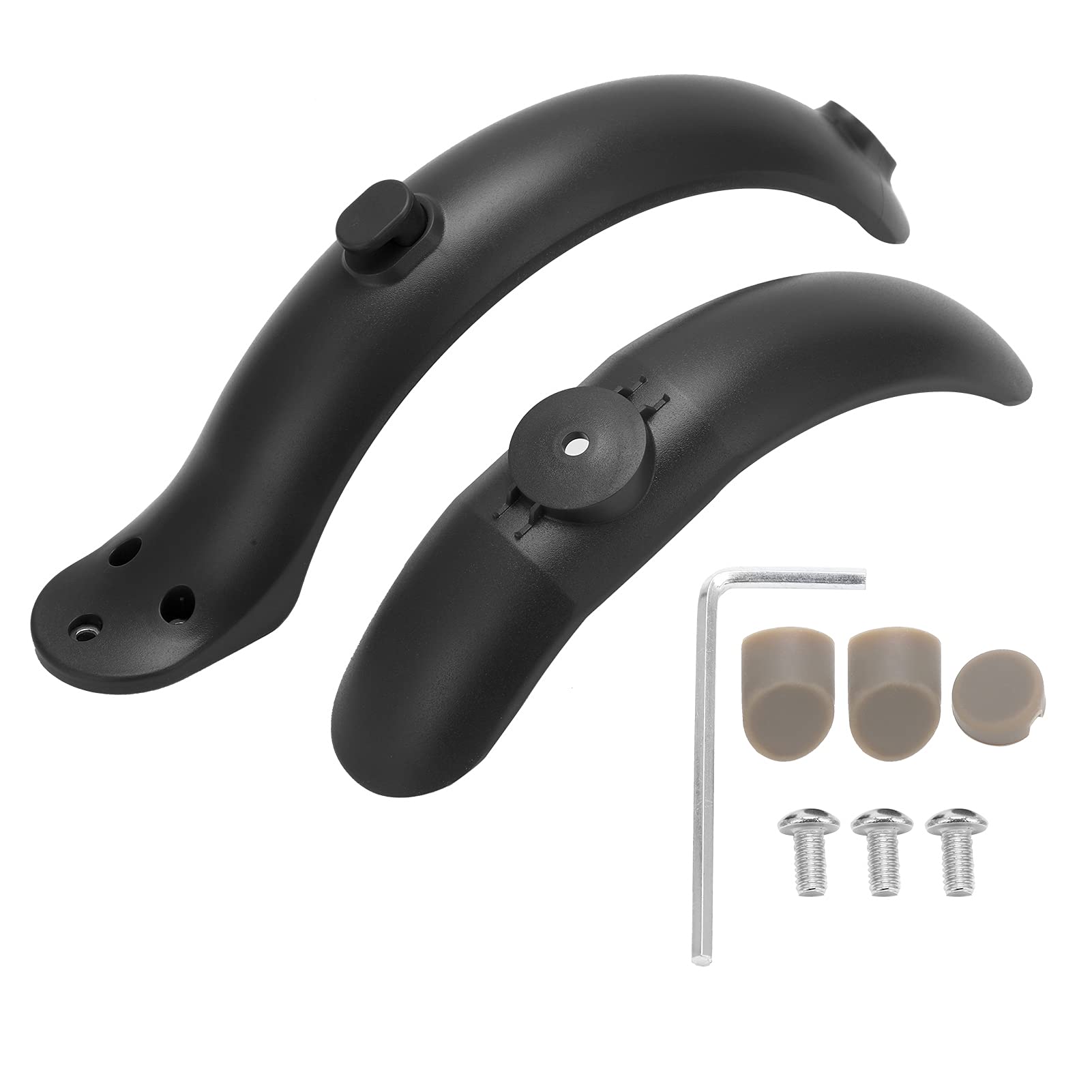 Front Rear Mudguard, Electric Scooter Front and Rear Mudguard Rear Splash Guard Scooter Replacement Accessory Recyclable for M365/M365/PRO/PRO2/1S/LITE, High Strength ABS + PC(Black)