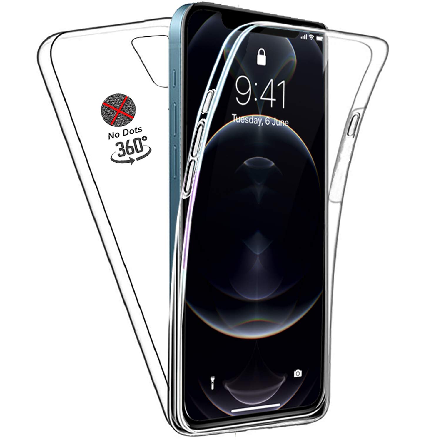 DN-Technology for iPhone 12 Pro 6.1 inch Case Clear 360 Front and Back Clear TPU Silicone Bumper Full Body Protective Slim Lightweight Phone Cover with Air Cushion Corners Crystal Transparent