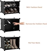 HOMIDEC 2 x 7 Tier Shoe Rack Storage Cabinet 28 Pair Plastic Shelves view 5