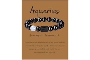 VLINRAS Zodiac Bracelet for Men Women, 8mm 10mm Natural Black Onyx Stone Star Sign Constellation Horoscope Bracelet Gifts