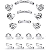 Ylqjksk 18G Internal Thread Eyebrow Piercing Jewelry Surgical Steel Curved Barbell Tiny Eyebrow Ring Vertical Labret Lip Jewelry Ear Rook Small Belly Button Ring for Women Men 6mm/8mm/10mm