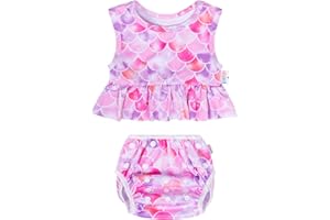 ALVABABY Toddler Baby Girl Swimsuit,Infant Bathing Sleeveless Tankini Swimwear,Baby Reusable Swim Diaper with Matching Top