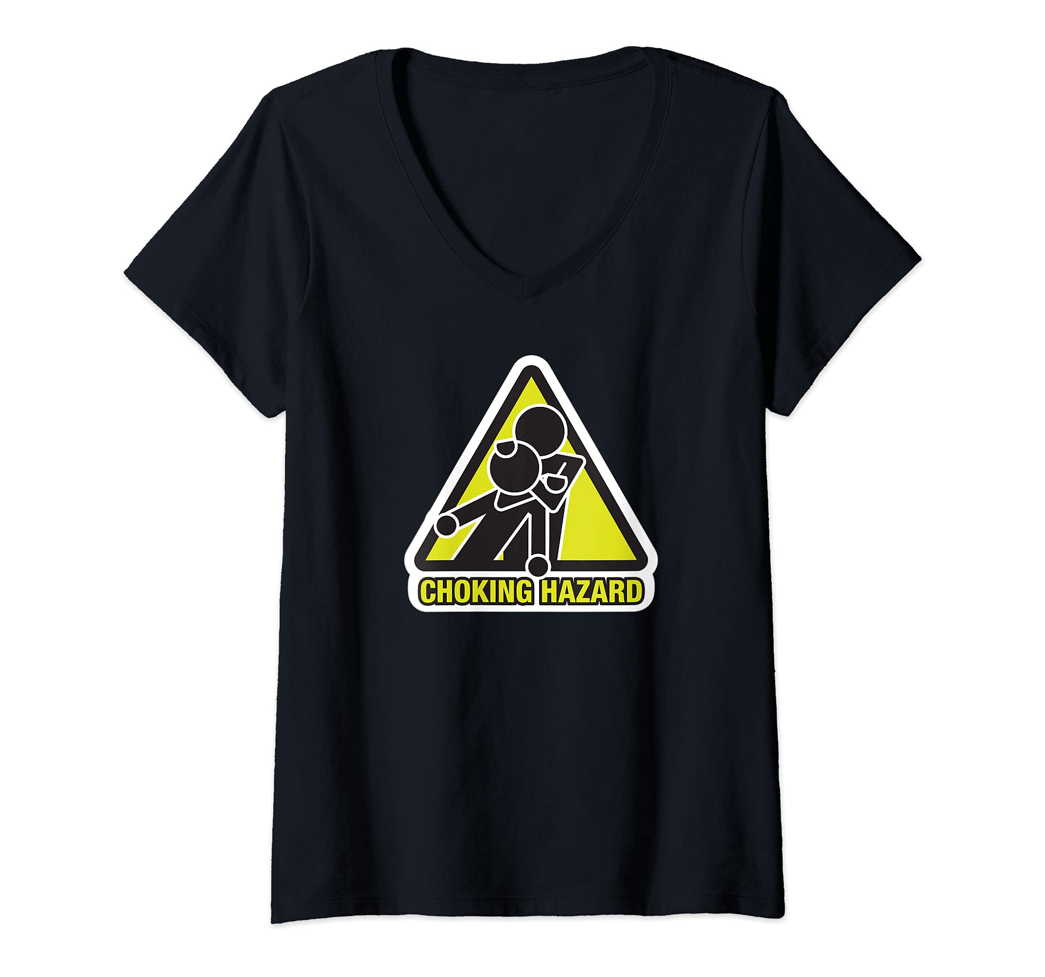 Womens Brazilian Jiu-Jitsu Choking hazard warning BJJ V-Neck T-Shirt