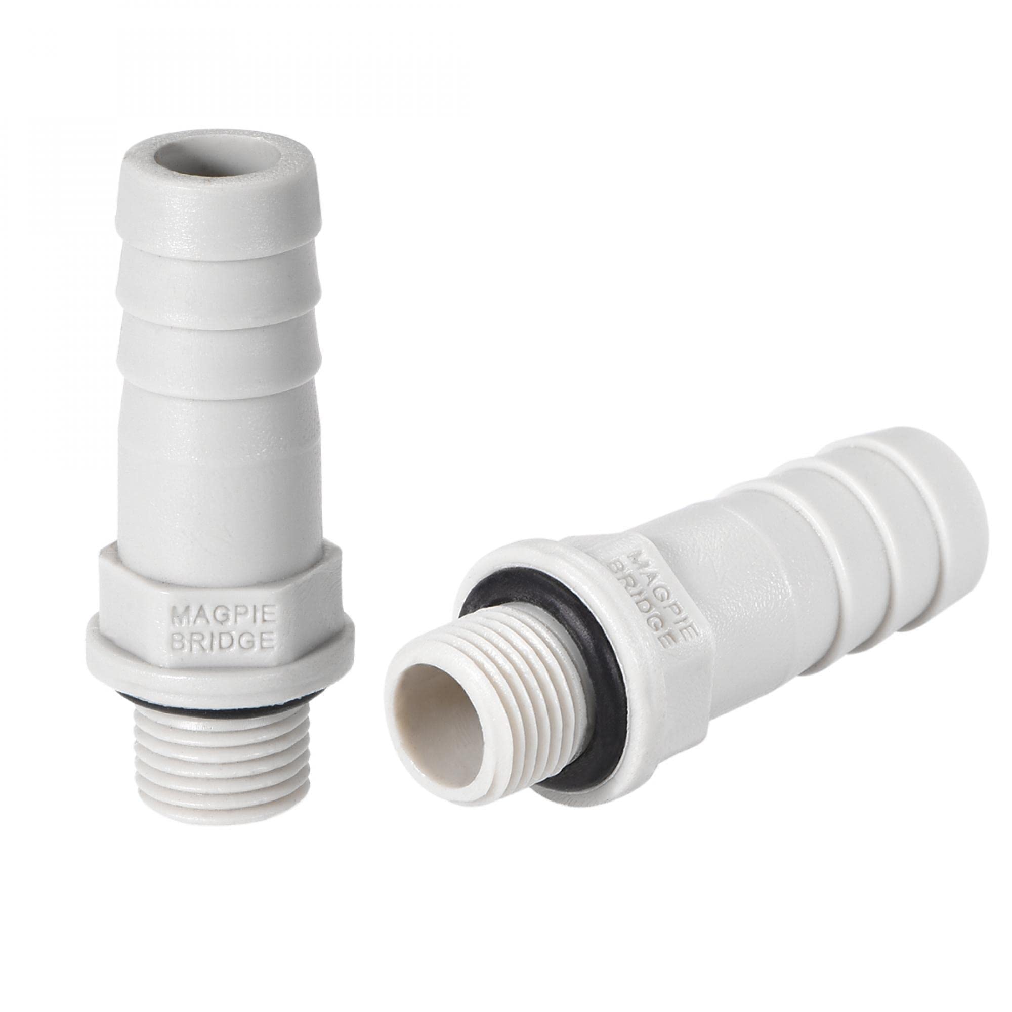 sourcing map PVC Barb Hose Fitting Connector Adapter 10mm or 25/64" Barbed x 1/8NPT Male Pipe 2pcs