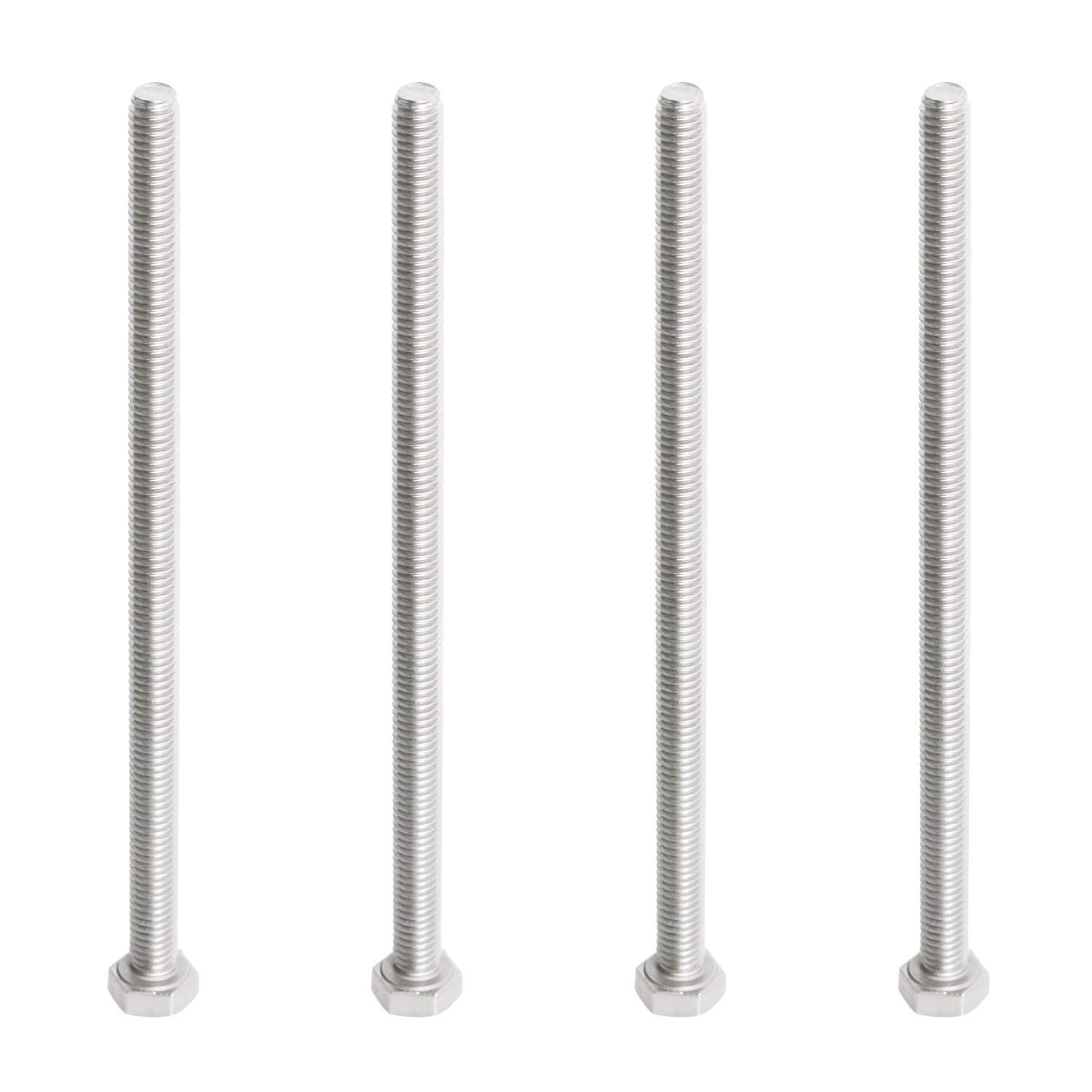 Aopin M6 x 150mm Hex Head Bolts Screws Grade 5.8 Stainless Steel, Fasteners Fully Machine Threaded SUS304 4 Pcs