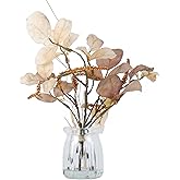 Abzo Fake Plants in Glass Vase with Faux Water， Eucalyptus Stems Leaves Artificial Plants Indoor for Centerpiece Table Decorations Office Farmhouse Wedding Kitchen Home Decor.