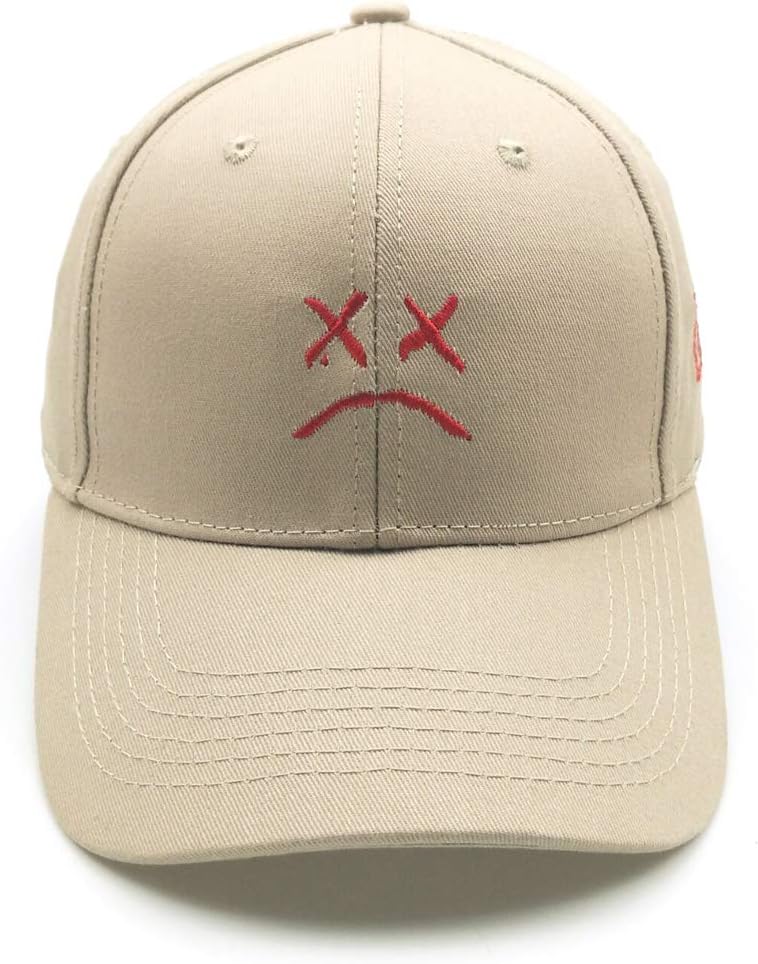 Home Fashion DIY Sad Boys Adjustable Hat Crying Face Embroidery Baseball Cap Dad Hat Hip Hop Cap Black (Khaki)