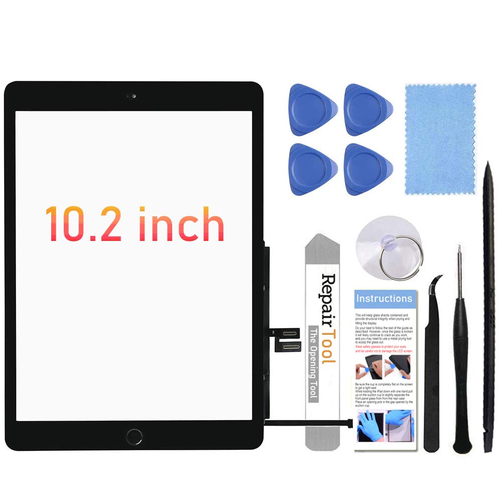 Photo 1 of for iPad 7th/8th Generation Screen Replacement Digitizer 10.2"(A2197,A2198,A2200,A2270,A2428,A2429,A2430),for iPad 7/8 Screen Replacement Parts(NO LCD),+Home Button+Pre-Installed+Repair Tools(Black)