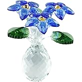 hobbyme Blue Don't Forget Me Flower Desktop Decoration, Flower Statue Collection Shiny Crystal, Don't Forget Me Flower Room Decoration, Small Crystal