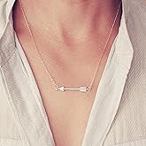 Aneneiceera Boho Simple Arrow Pendant Choker Necklace Retro Minimalist Clavicle Chain Silver Necklace Adjustable Silver Chain Handmade Jewelry for Women