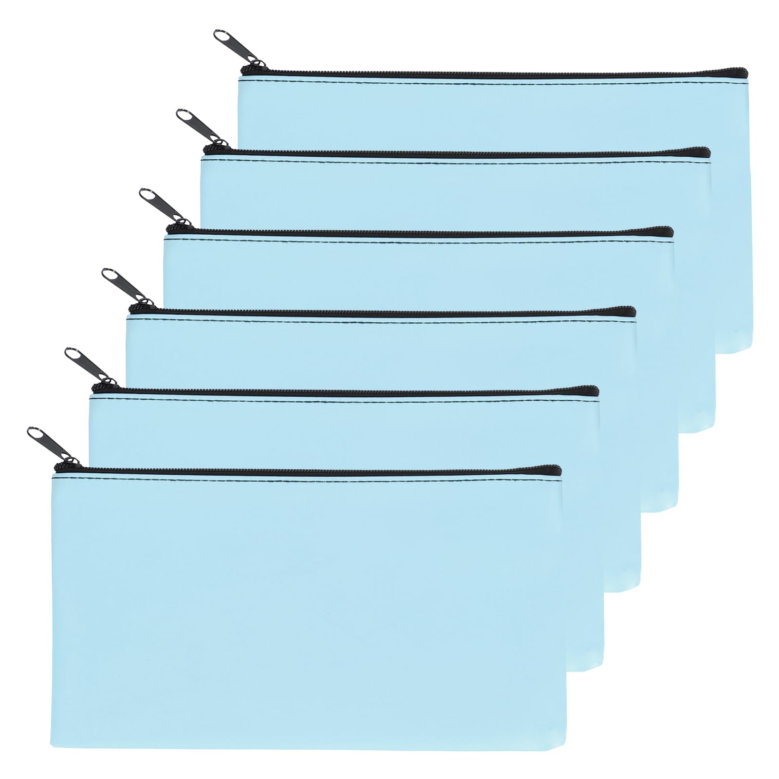 PATIKIL 11"x 6" Bank Deposit Bag, 6Pcs Money Bag Bank Bag Security Money Pouch Receipt Holder for Tickets Coin Makeup Cosmetics Bills, Sky Blue