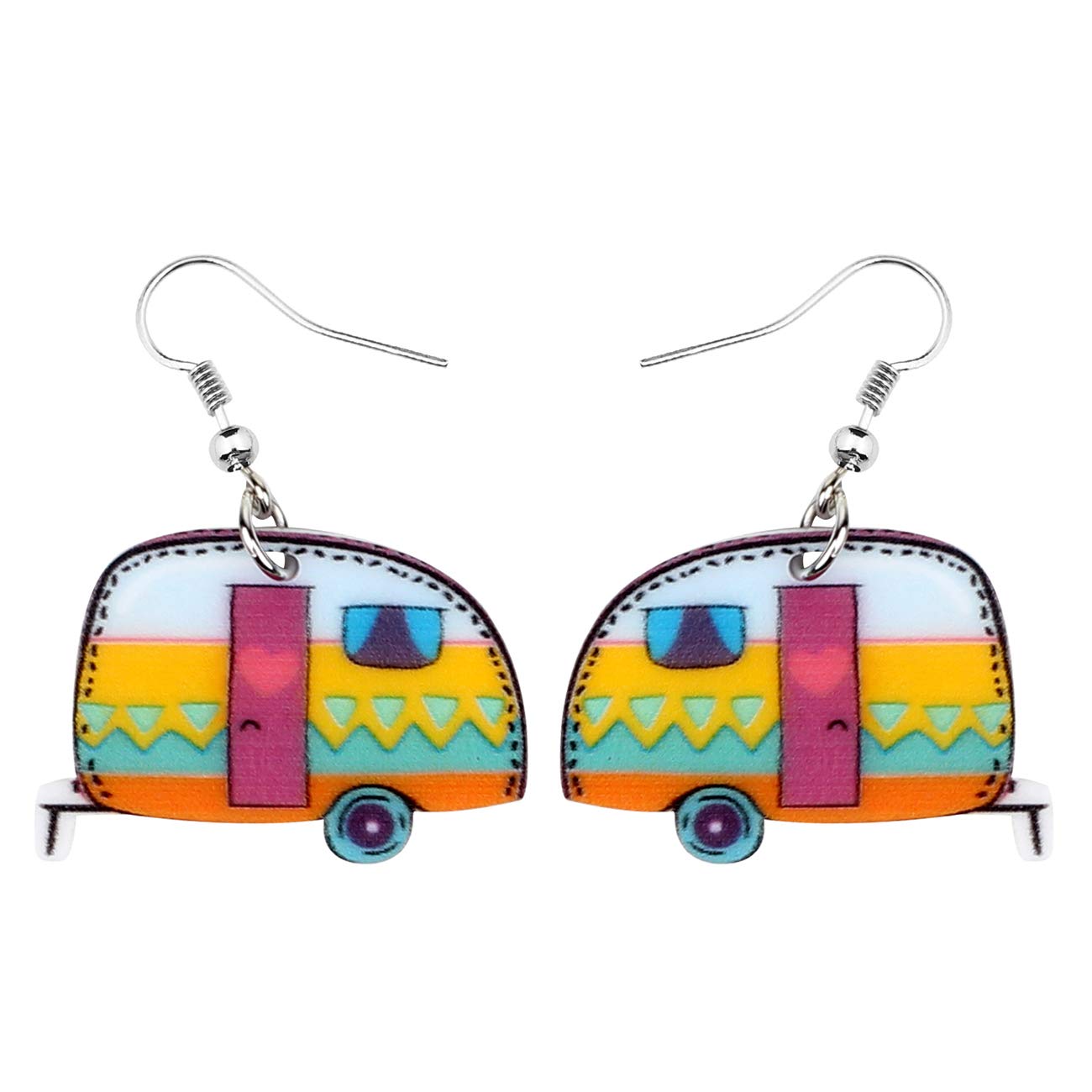 Bonsny Acrylic Drop Dangle Cartoon Funny Camper Van's Camping Car Earrings Jewelry For Women Girls Kids (Multicolor)