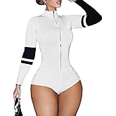 YOUFE Womens Sexy Romper Bodycon Club Shorts jumpsuit Club Color Block Zipper One Piece Outfit Vacation Y2K Bodysuit
