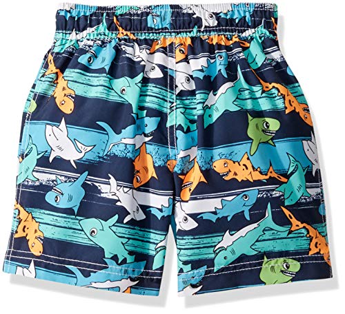 Wippette Toddler Boys' Quick Dry Swim Trunk, Cute Shark Navy, 2T