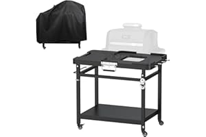 WEBROIL Universal Grill Stand for Ninja Woodfire Outdoor Grill,Portable Foldable Grill Cart Table for XSKUNSTAND OG700 OG800 OG900 OO101 SER Smoker Pizza Oven Accessories with 4 Wheels & Grill Cover