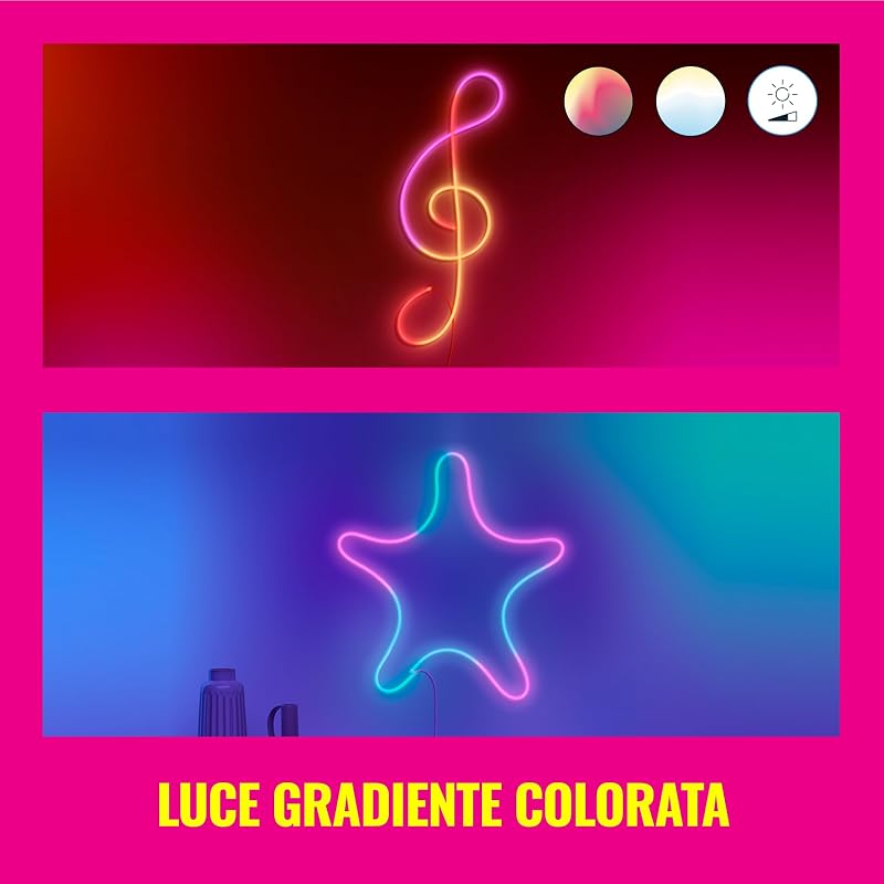 SpaceSense WiZ Striscia Neon Flex SmartLED WiFi 3M, 24W, Tecnologia, Controllo Vocale, Luce Bianca o Colorata