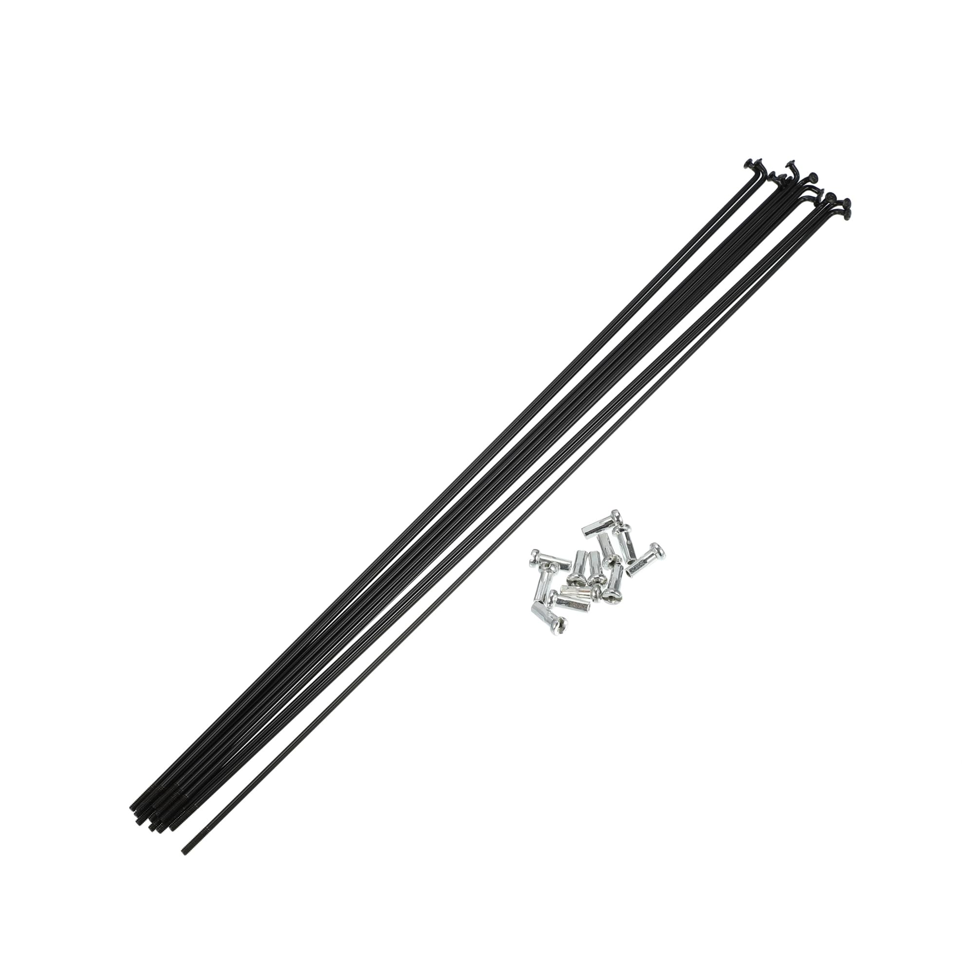 A ABSOPRO 12 Pcs 14G J Bend 293mm Bike Bicycle Spokes with Nipples Black Item Replacement