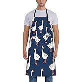 Turamurra Goose Apron for Women, 28x33in, Kitchen Chef Aprons with 2 Pockets, Polyester, White Geese Animal Apron for Cooking BBQ Baking Gardening Chef, Gifts for Mom Wife Dad
