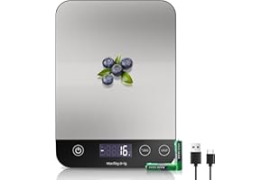 【Rechargeable & 33lb 】 Digital Kitchen Scale, USB C Electronic Kitchen Scale, 15 kg, High Precision 1 g/0.1 oz Food Scale, Pr