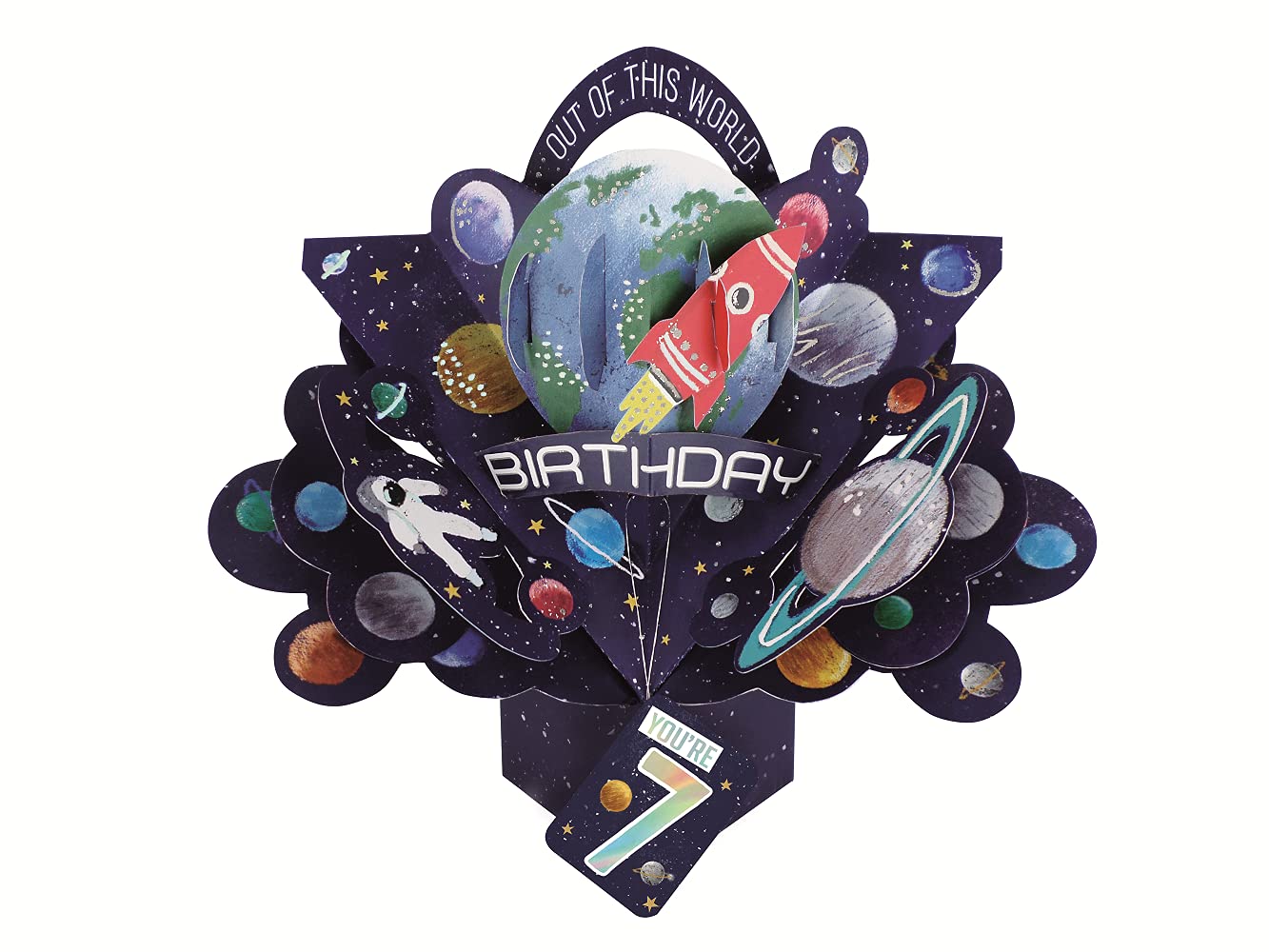You're 7 Space Rocket 7th Birthday Pop Up Greeting Card 3D Pop-Up Cards POP206MC07