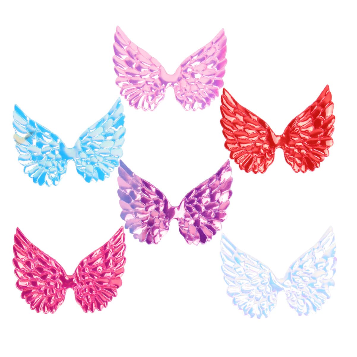 HEALLILY 30pcs Iridescent Angel Wing Fabric Embossed Iridescent Wing Patches for DIY Crafts Hair Accessories Crafts Material Random Color