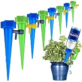 Self Plant Watering Spikes 12 Pack Auto Drippers Irrigation Devices Vacation Automatic Plants Water System with Adjustable Control Valve Switch Design for Houseplant, Gardenplant, Officeplant
