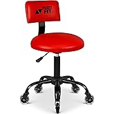 FreekyFit Rolling Shop Stool with Wheels, Mechanic Garage Stool Chair with Adjustable Height 15.55"-18.3", Heavy Duty Swivel Roller Seat for Garage, Salon and Tattoo Beauty, Red