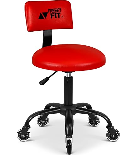 Grace & Grace Tabouret pivotant à roulettes réglable en hauteur avec assise ronde et dossier extra confortable, base en métal robuste avec repose-pieds pour salon, massage, usine, magasin