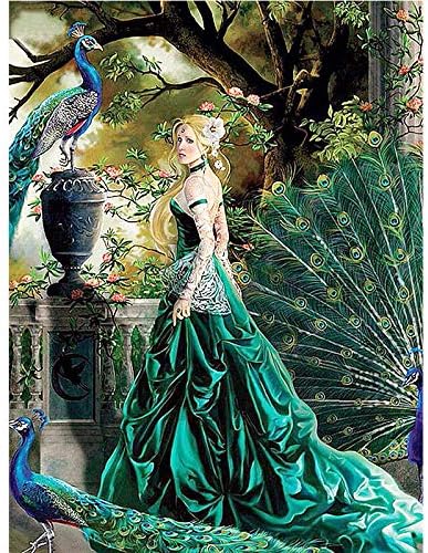 5D Diamond Painting Kit Diy Craft set Full Drill - Tree Peacock Woman Artist, 11.8X15.7 Inch Drill Area, Canvas, Tweezers, Quality Fabric(Frameless)