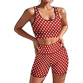 Muishi Women's Yoga Outfit 2 Piece Set Workout Athletic Shorts High Waist Leggings Sports Bra Set Gym Clothes