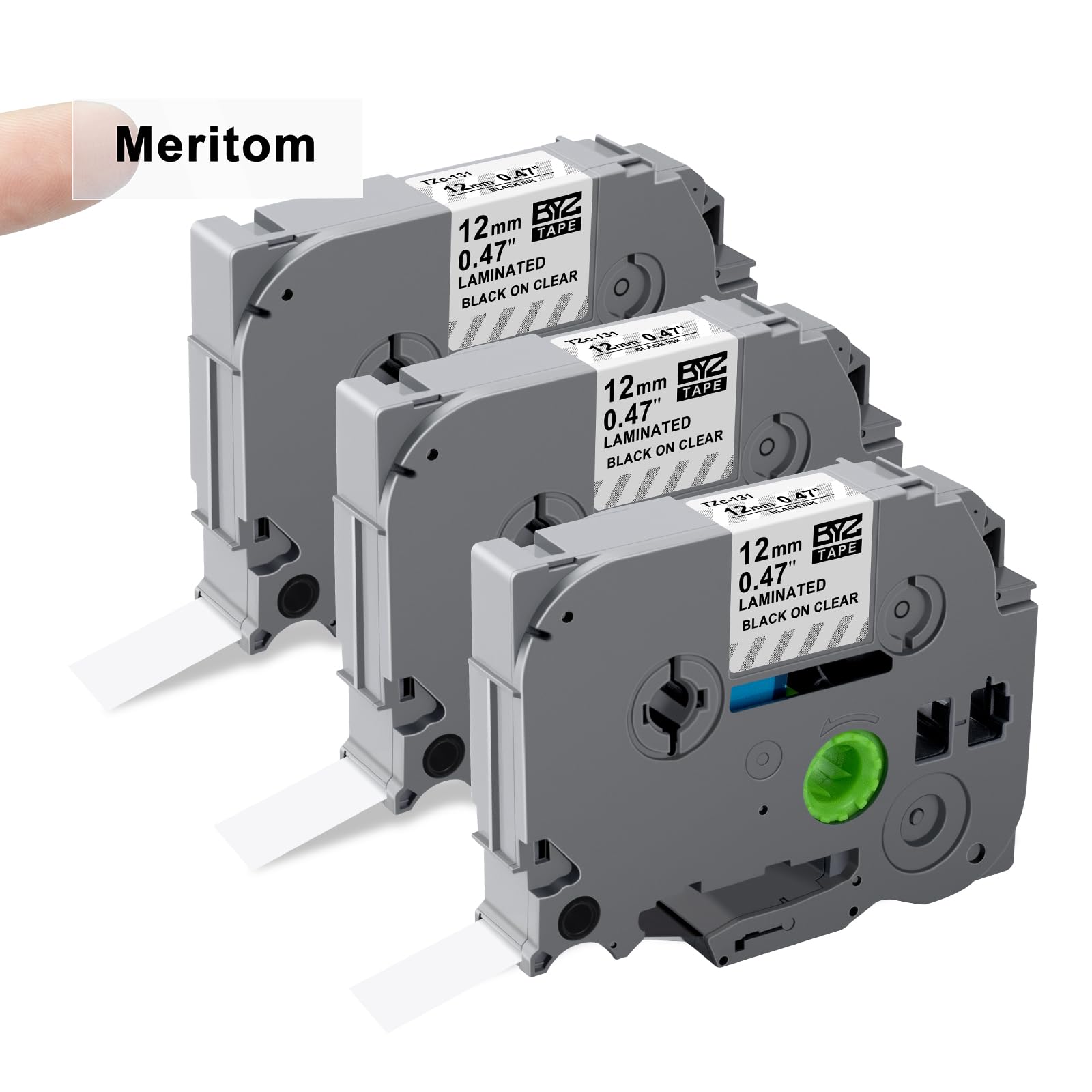 TZe-131 Clear 12mm Compatible with Brother P-Touch Label Tape 12 mm 0.47 Laminated Black on Transparent Tape for Brother Label Printer PT-H110 E110 H100R H108 H101C H200 1000, 3-Pack