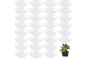 TULPEED 30 Pack Plant Saucer 4 Inches Plant Trays for Pots Plastic Round Drip Trays Flower Pot Saucers Clear Planter Water Tray Plant Drainage Tray, Clear