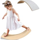 Gentle Monster Wooden Wobble Balance Board, 35 Inch Rocker Board Natural Wood, Open Ended Learning Toy, Yoga Curvy Board for Classroom &amp; Office Adult