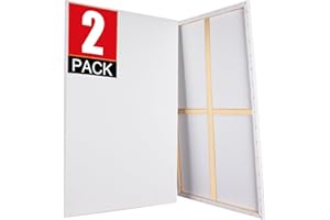 PALFIK Stretched Canvases for Painting 2 Pack 24x36 Canvas Large Canvas for Painting, White Painting Canvases for Acrylic, Oi