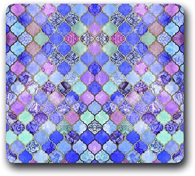 Rainbow Pastel Watercolor Moroccan Pattern Non-slip Gaming Mouse Pad (9 x 10 Inch)