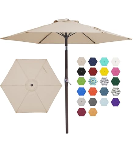 blissun patio umbrella umbrella with push button tilt and crank Blissun 7.5 ft Patio Umbrella Yard Umbrella Push Button Tilt Crank Tan