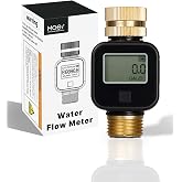 MOES Water Flow Meter with Brass Inlet &amp; Outlet Measure Gallon Consumption | Flow Rate for RV Water Tank Filling, Outdoor Garden Hose Watering, Lawn Sprinkler and Nozzle Sprayer