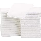 Amazon Basics Fast Drying, Extra Absorbent, Terry Cotton Washcloths, White - Pack of 24