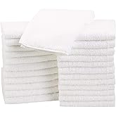 Amazon Basics Cotton Washcloths Towels - Pack of 24, White